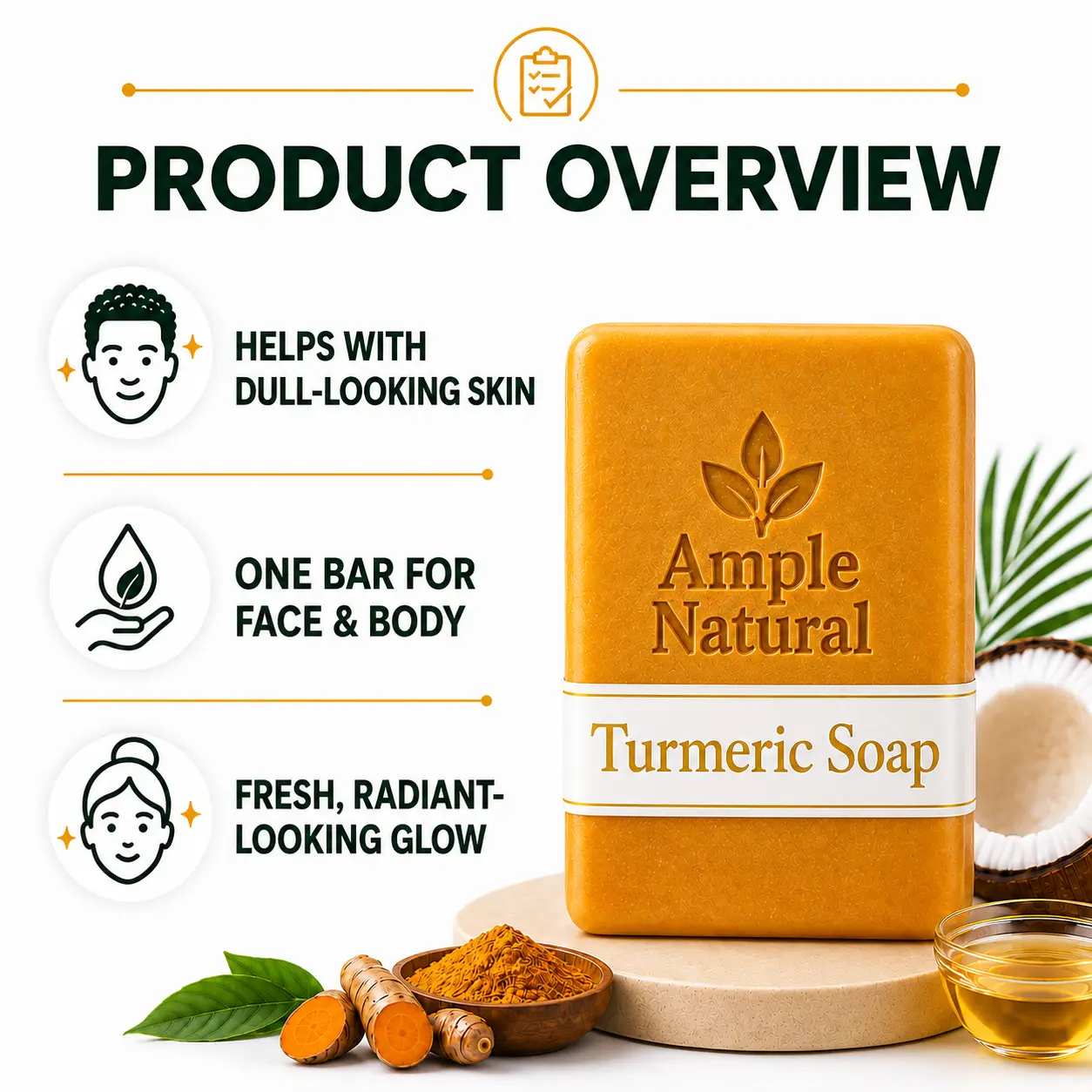 Ample Natural Turmeric Soap Product Overview