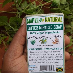 Bitter Miracle Soap for Body & Face - The Soap That Works Miracle for Your Skin - Organic and Naturally Made in Jamaica 4oz Bar