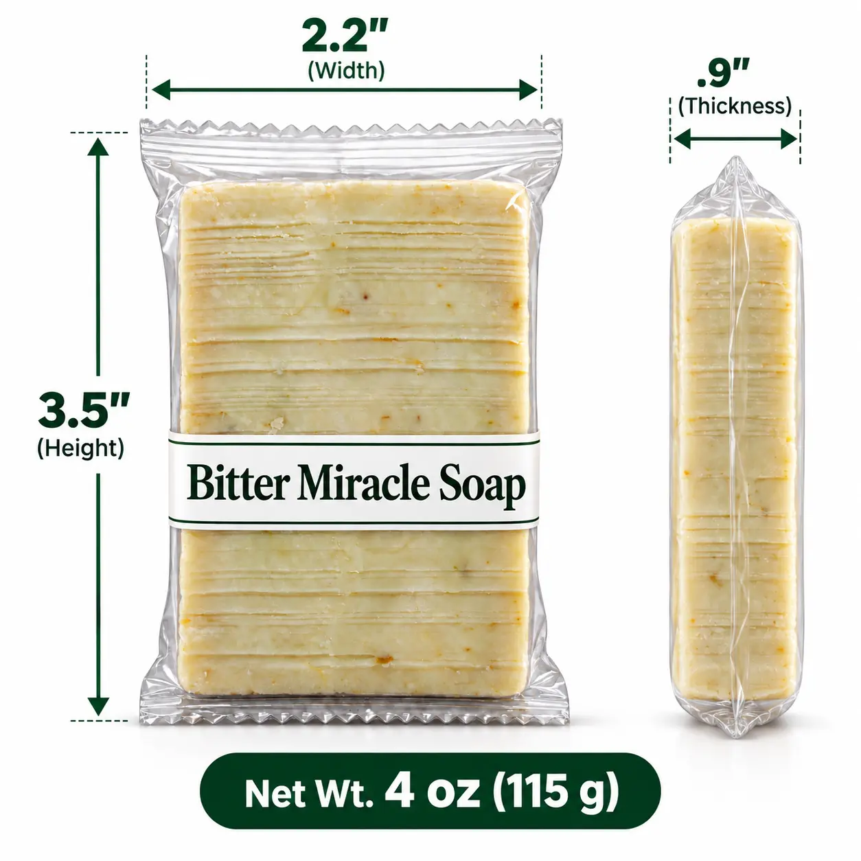 Bitter Miracle Soap Size and Weight