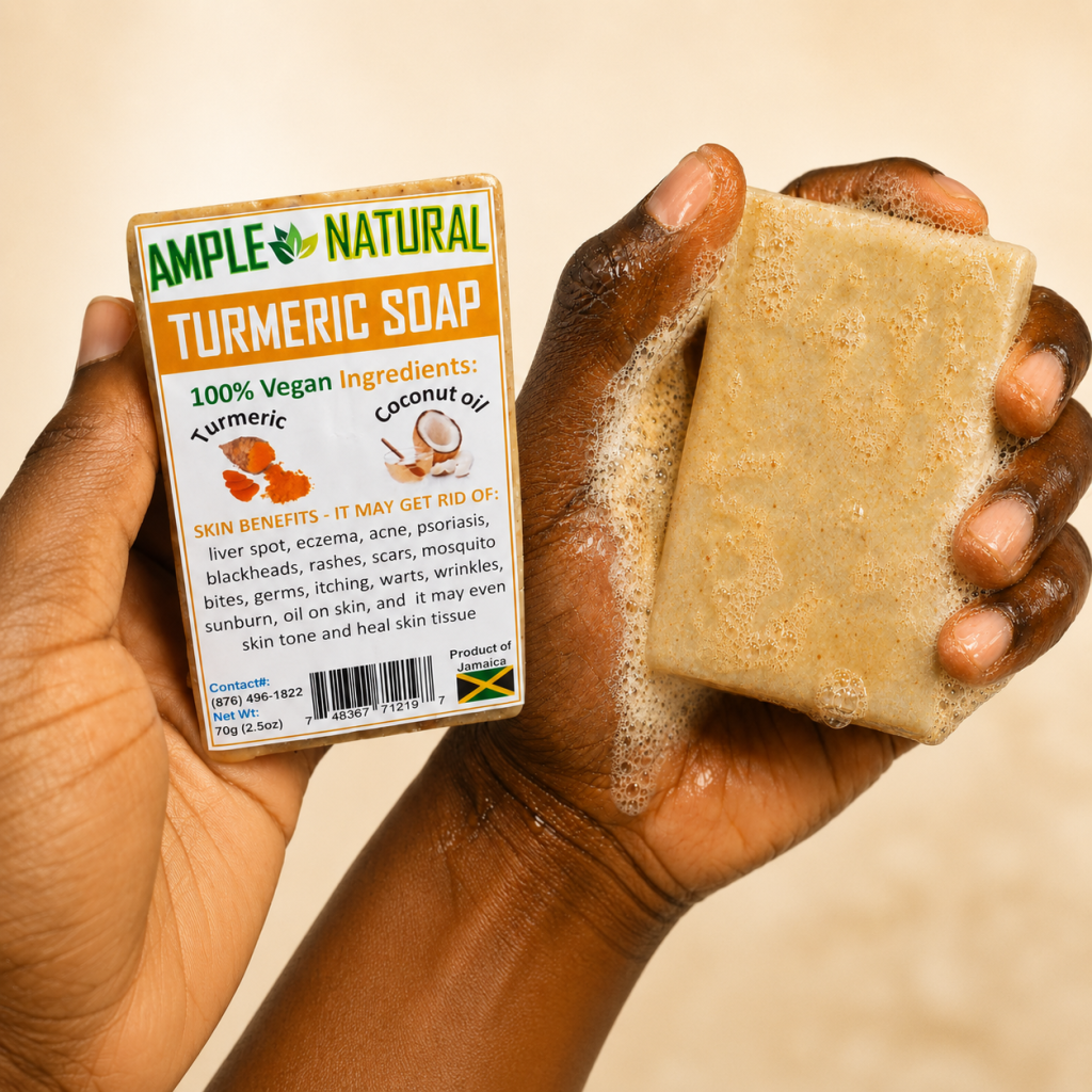 Turmeric Soap Bar for Face & Body - Organic and Naturally Made in Jamaica 4oz Bar