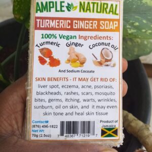 Turmeric Ginger Soap for Face & Body - Organic and Naturally Made in Jamaica 4oz Bar