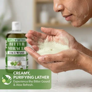 Bitter Miracle Face Wash foam on hand
