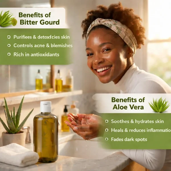 Using Bitter Miracle face wash in bathroom